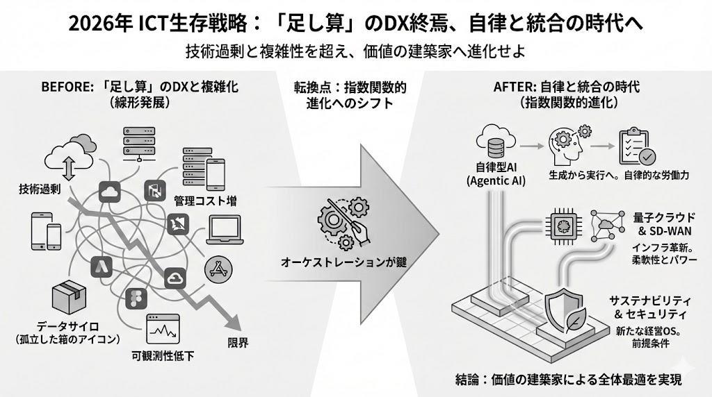 2026年のICT生存戦略：「足し算」のDXが終焉し、自律と統合の時代が
